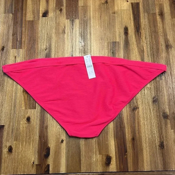 J. Crew Pink Ribbed-Trim Hipster Full-Coverage Bikini Swim Bottom size 3X - Picture 3 of 3